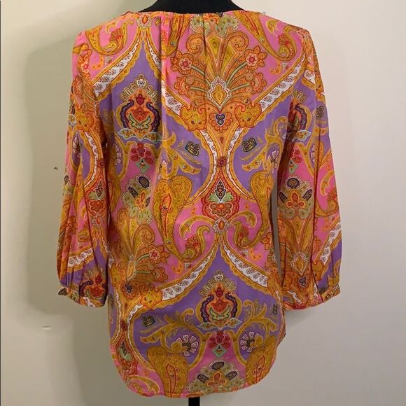 Lauren Ralph Lauren paisley ruffle collard top - Picture 4 of 10